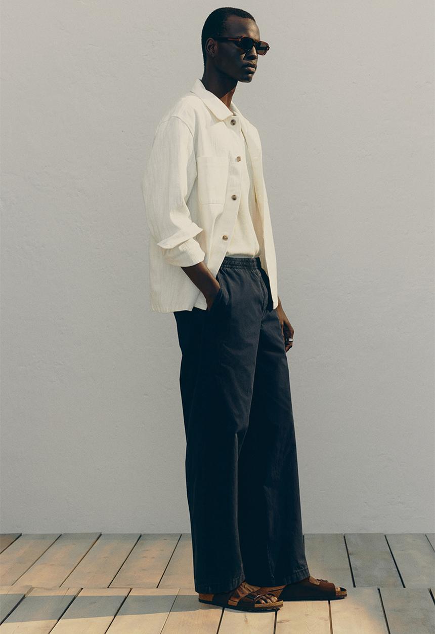 H&M - Relaxed fit cotton trousers - dark blue