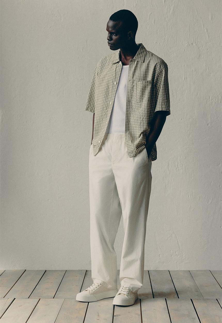 H&M - Relaxed fit cotton trousers - cream