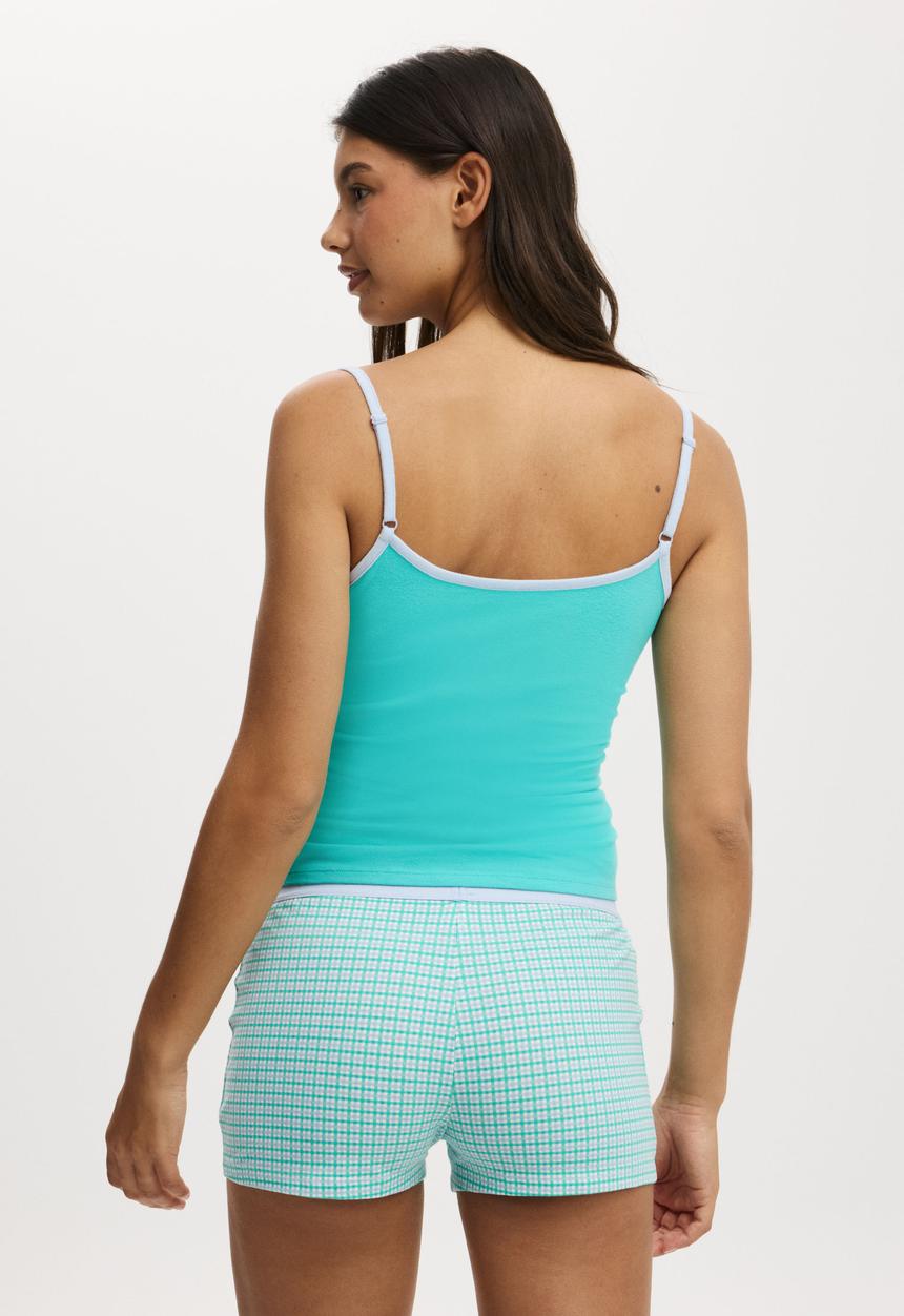 Cotton On - Dreamy soft longline cami - aqua dream/violet blue bwc