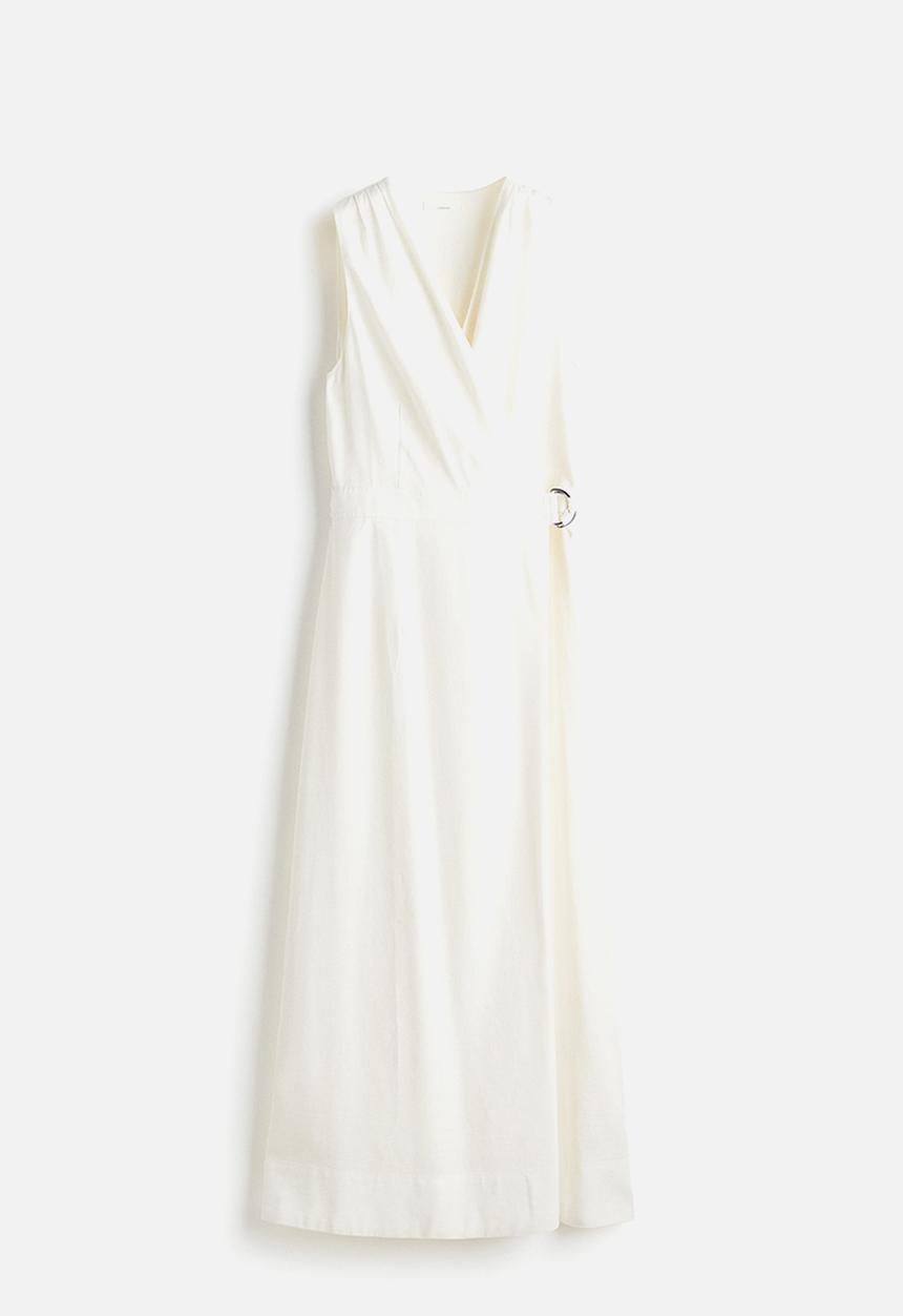 H&M - Linen-blend wrap dress - white