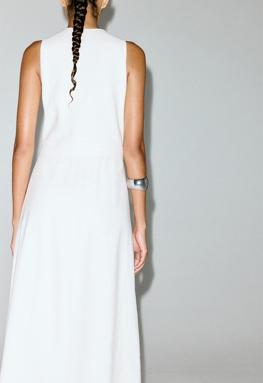 H&M - Linen-blend wrap dress - white