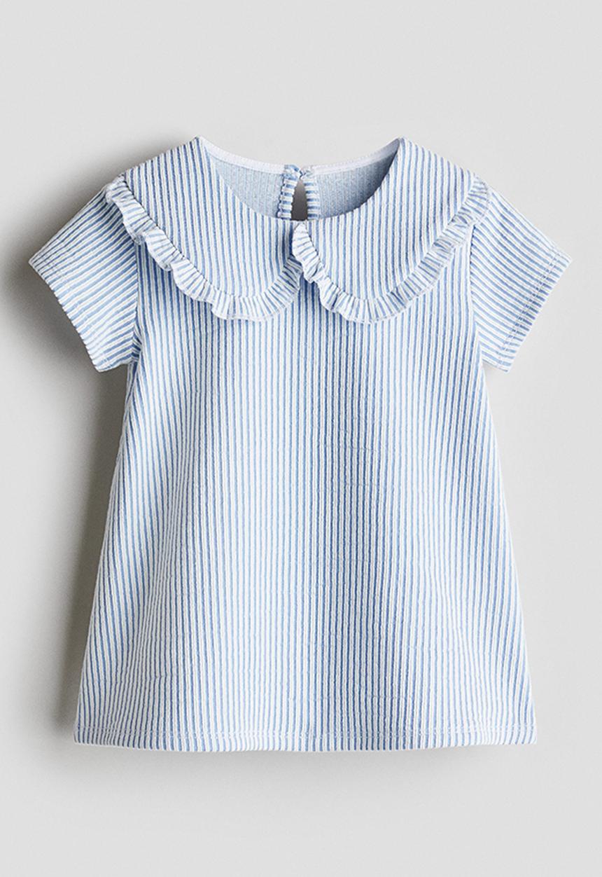 H&M - Collared a-line dress -  blue/white striped