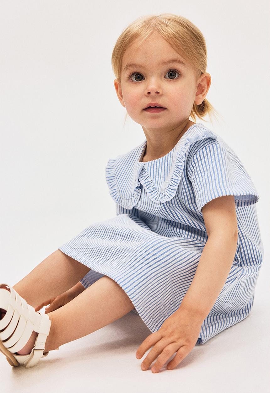 H&M - Collared a-line dress -  blue/white striped