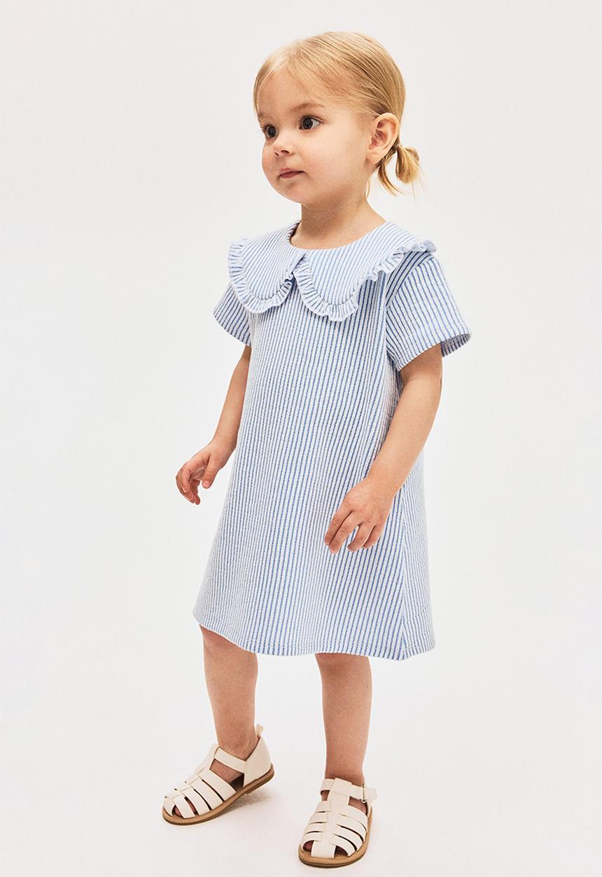 H&M - Collared a-line dress -  blue/white striped