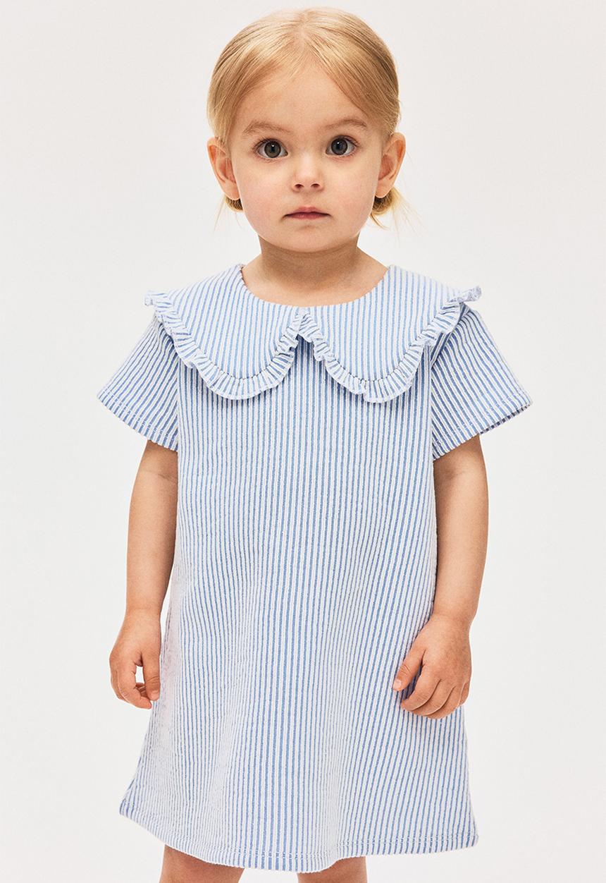 H&M - Collared a-line dress -  blue/white striped