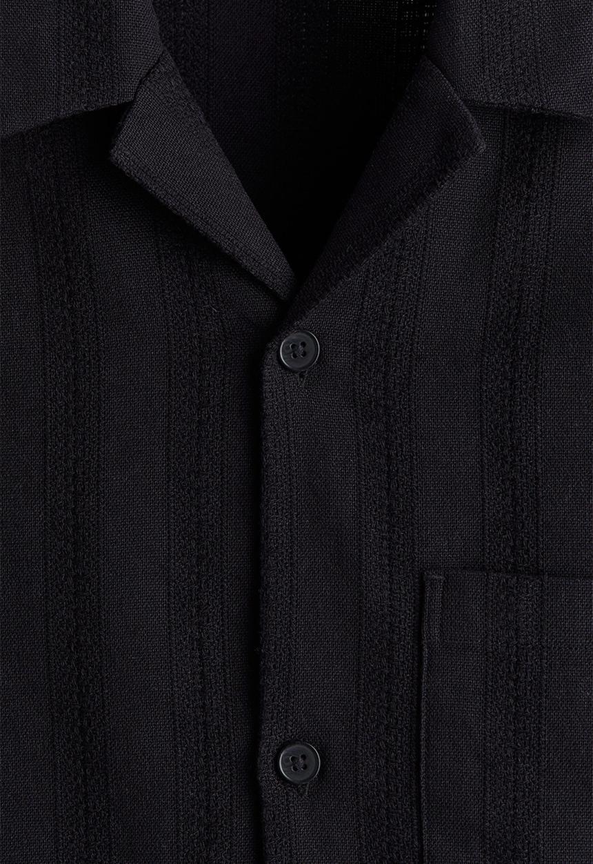 H&M - Regular fit textured resort shirt - navy blue