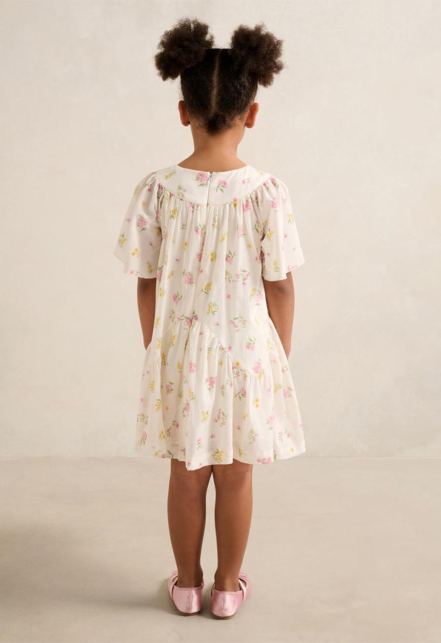 Forever New - Dove Girls Curved Panel Flutter Dress - Dove Floral