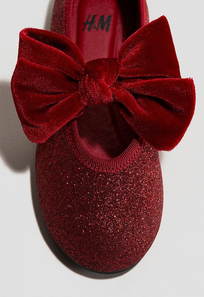 H&M - Bow-detail ballet pumps - red/glittery