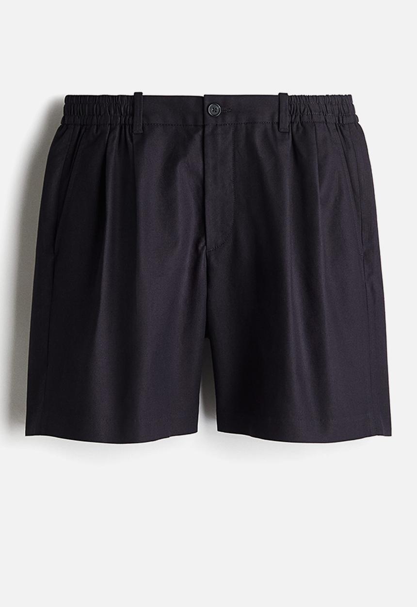 H&M - Relaxed fit linen-blend shorts - navy blue