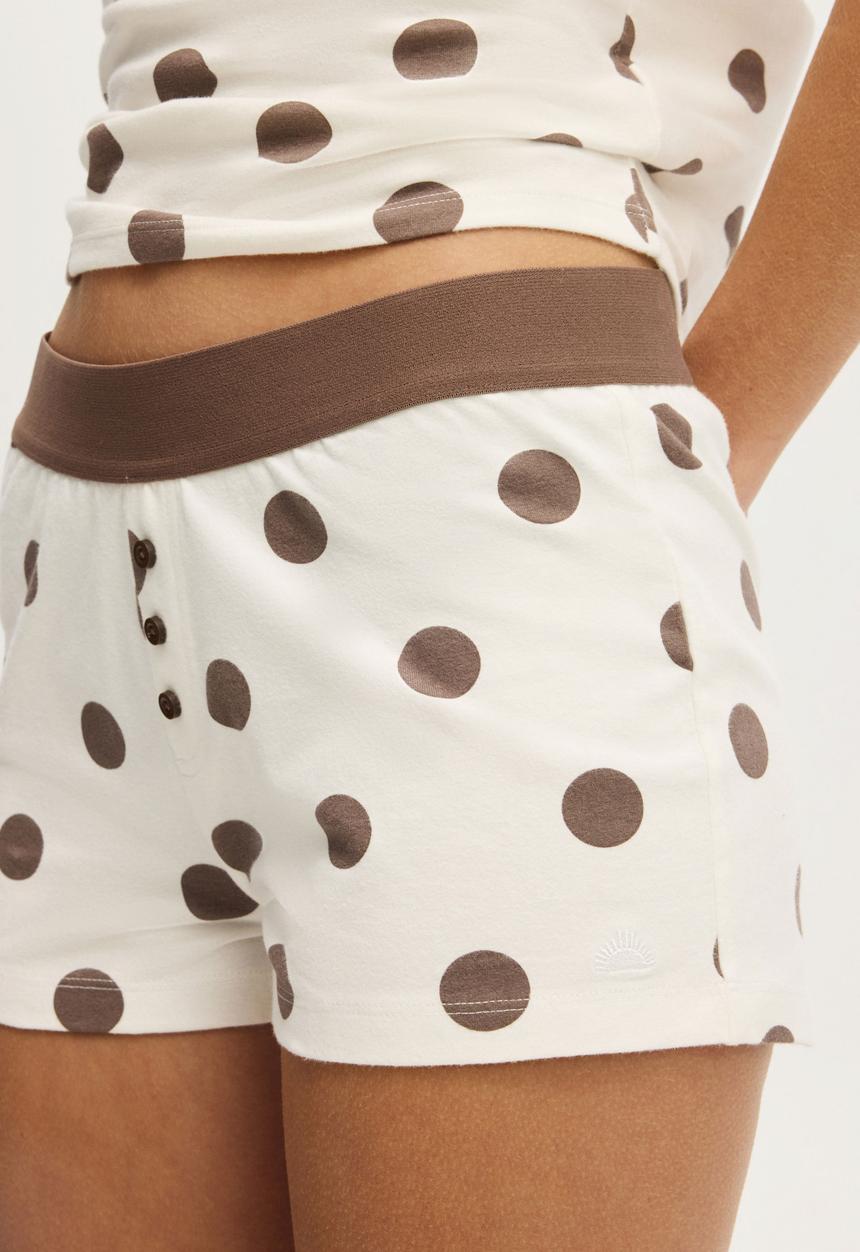 Cotton On - Dreamy Soft Boyshort - Coconut Milk/Brown Large Polka Dot