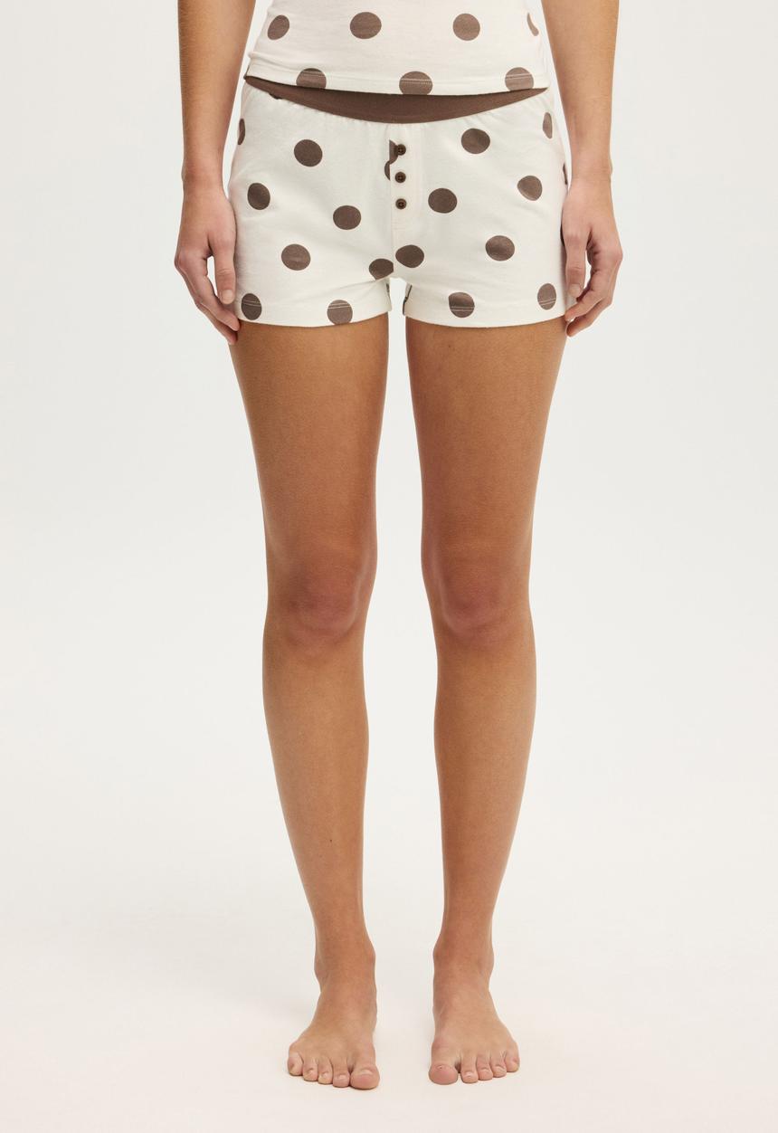 Cotton On - Dreamy Soft Boyshort - Coconut Milk/Brown Large Polka Dot
