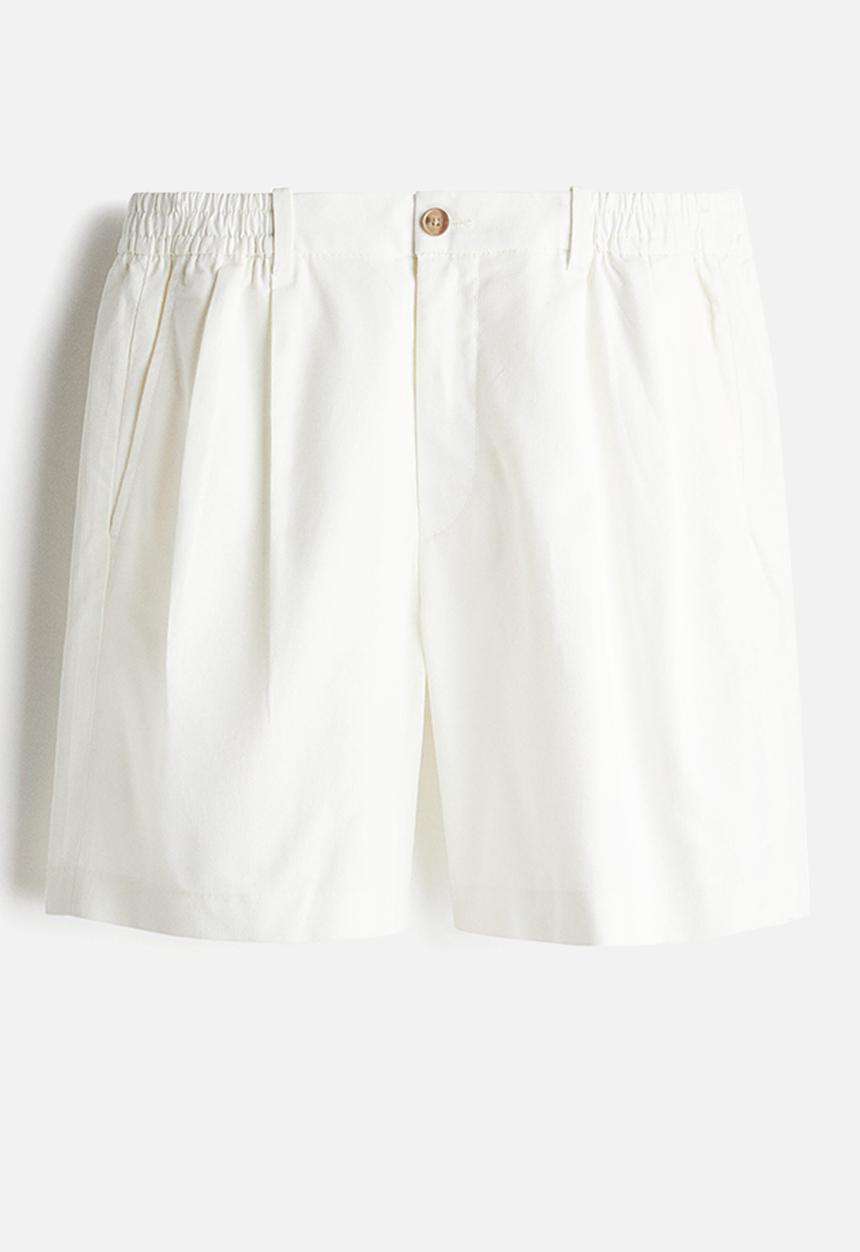 H&M - Relaxed fit linen-blend shorts - white