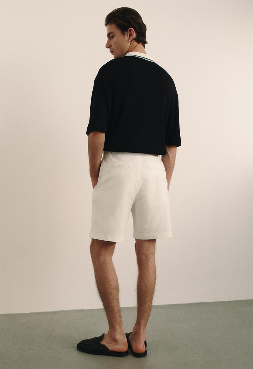 H&M - Relaxed fit linen-blend shorts - white