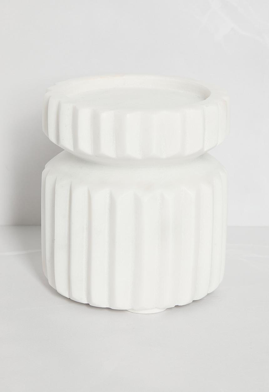 Sixth Floor - Marble Ribbed Candle Holder - White
