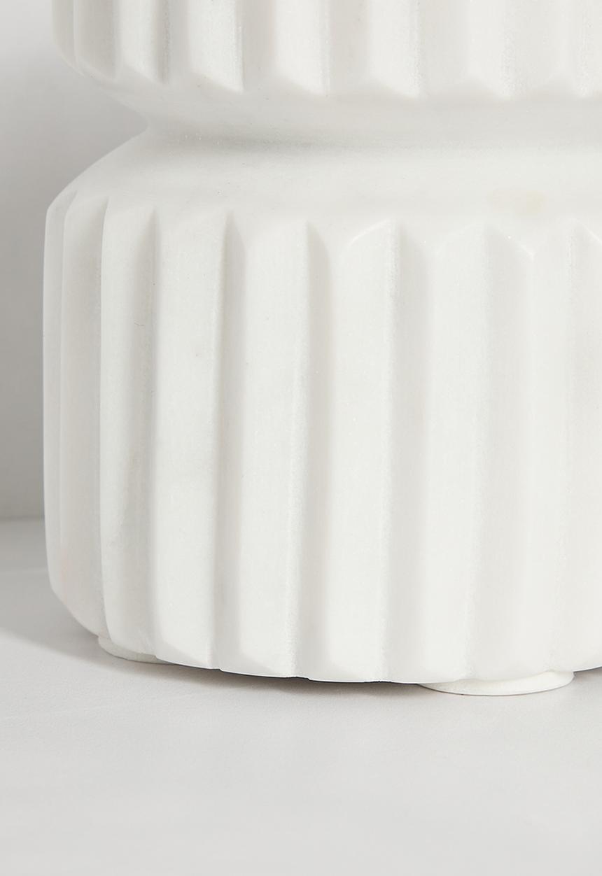 Sixth Floor - Marble Ribbed Candle Holder - White