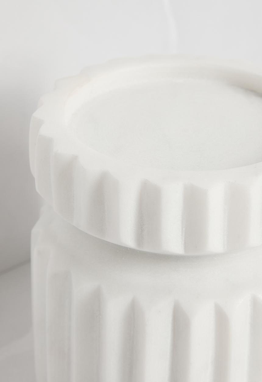 Sixth Floor - Marble Ribbed Candle Holder - White