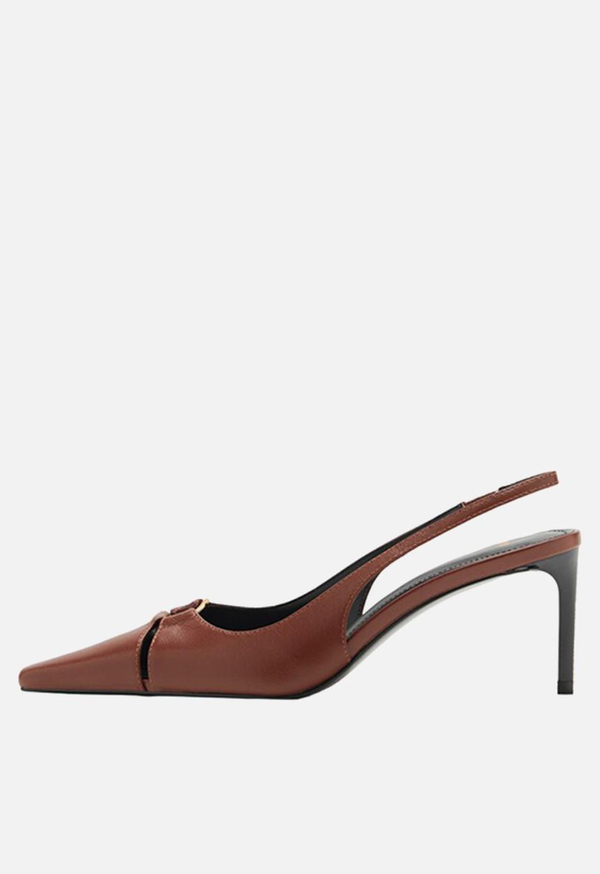 MANGO - Ringo leather heel - dark brown