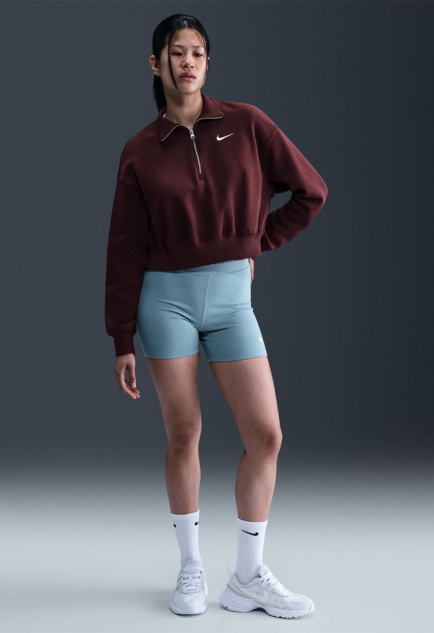 Nike - 1/2-Zip Cropped Sweatshirt - Burgandy