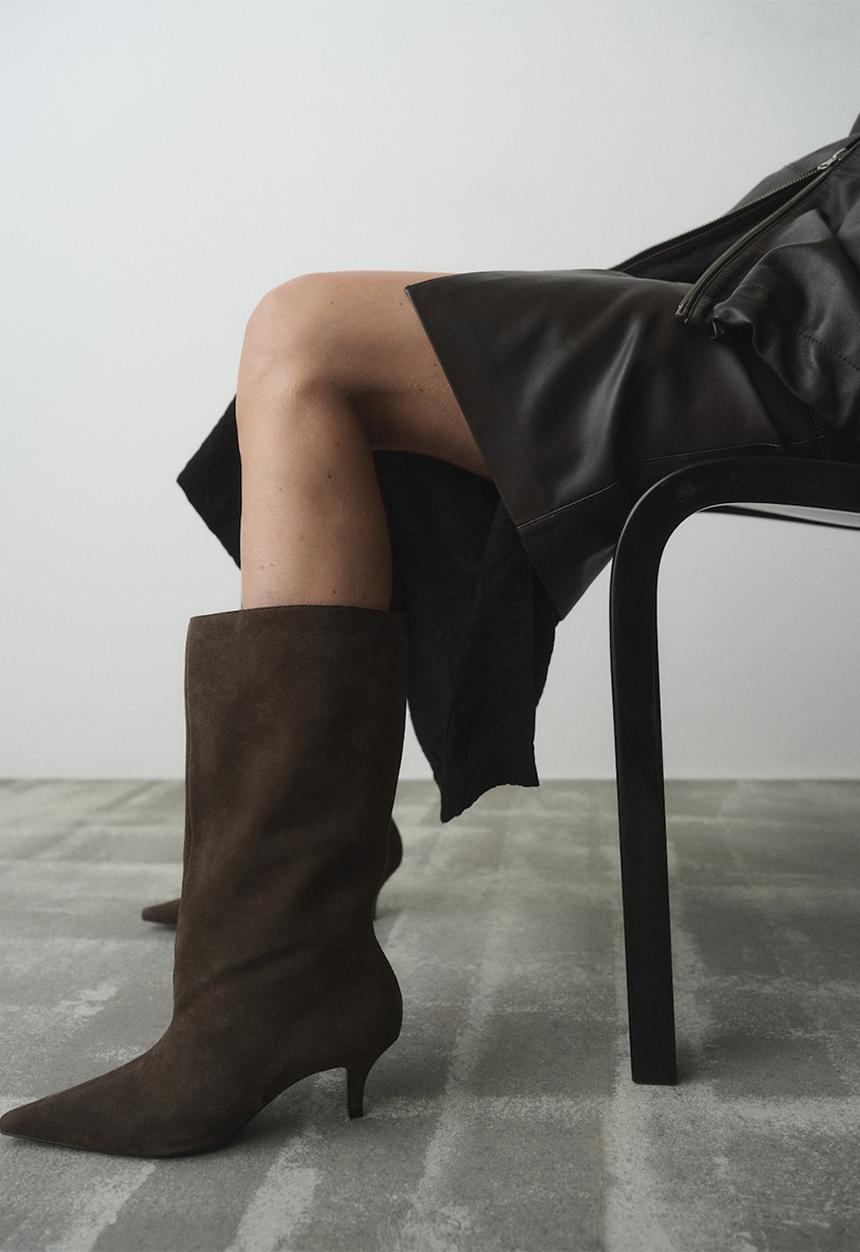 MANGO - After suede boot - dark brown