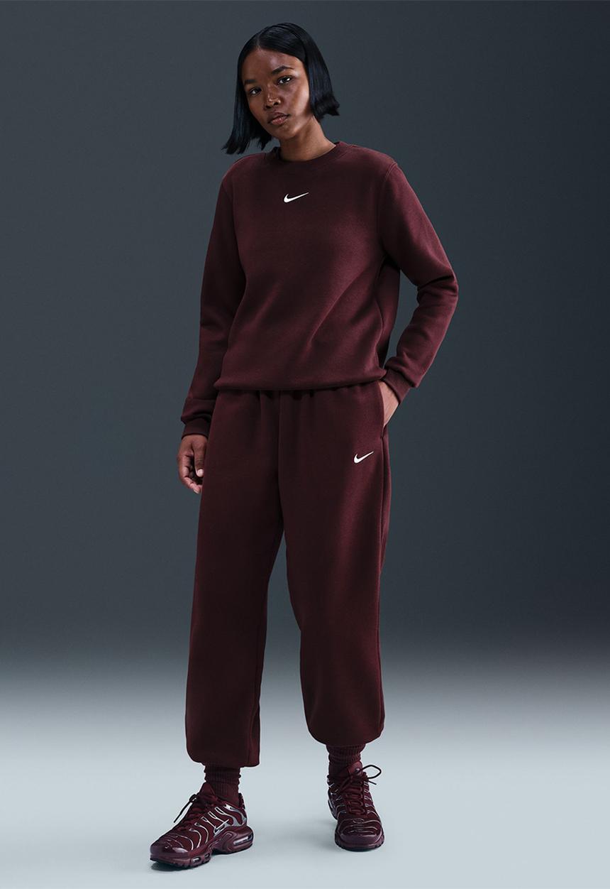 Nike - High-Waisted Oversized Sweatpants - Burgandy