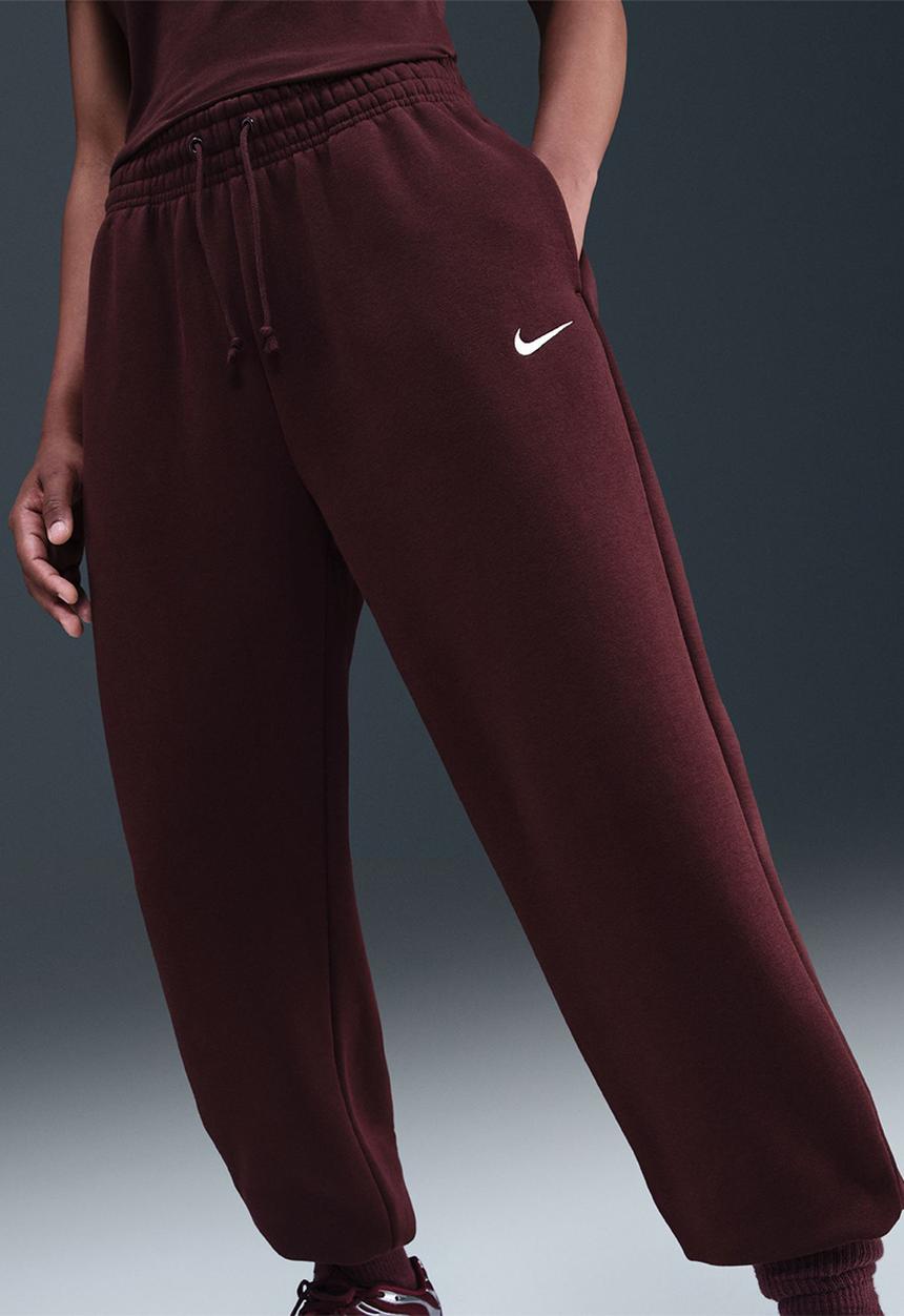 Nike - High-Waisted Oversized Sweatpants - Burgandy