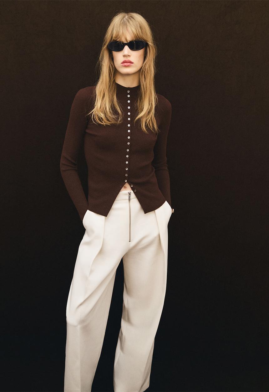 MANGO - Cardigan twenties - dark brown