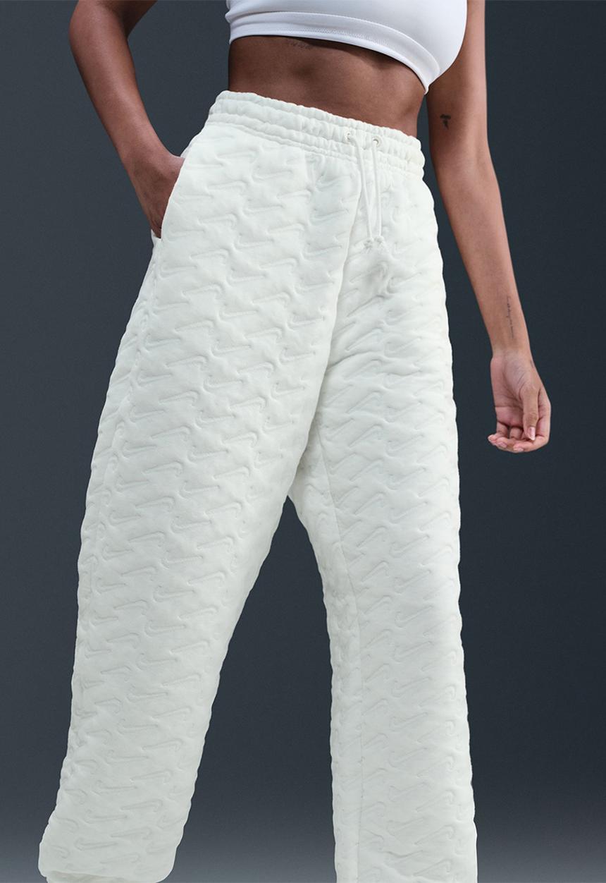 Nike - Oversized High-Waisted Jacquard Pants -  White