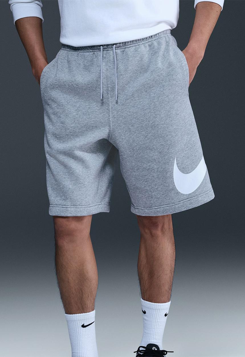 Nike - NSW Club  FleeceGx  Shorts- Dk Grey Heather/Lt Smoke Grey/White