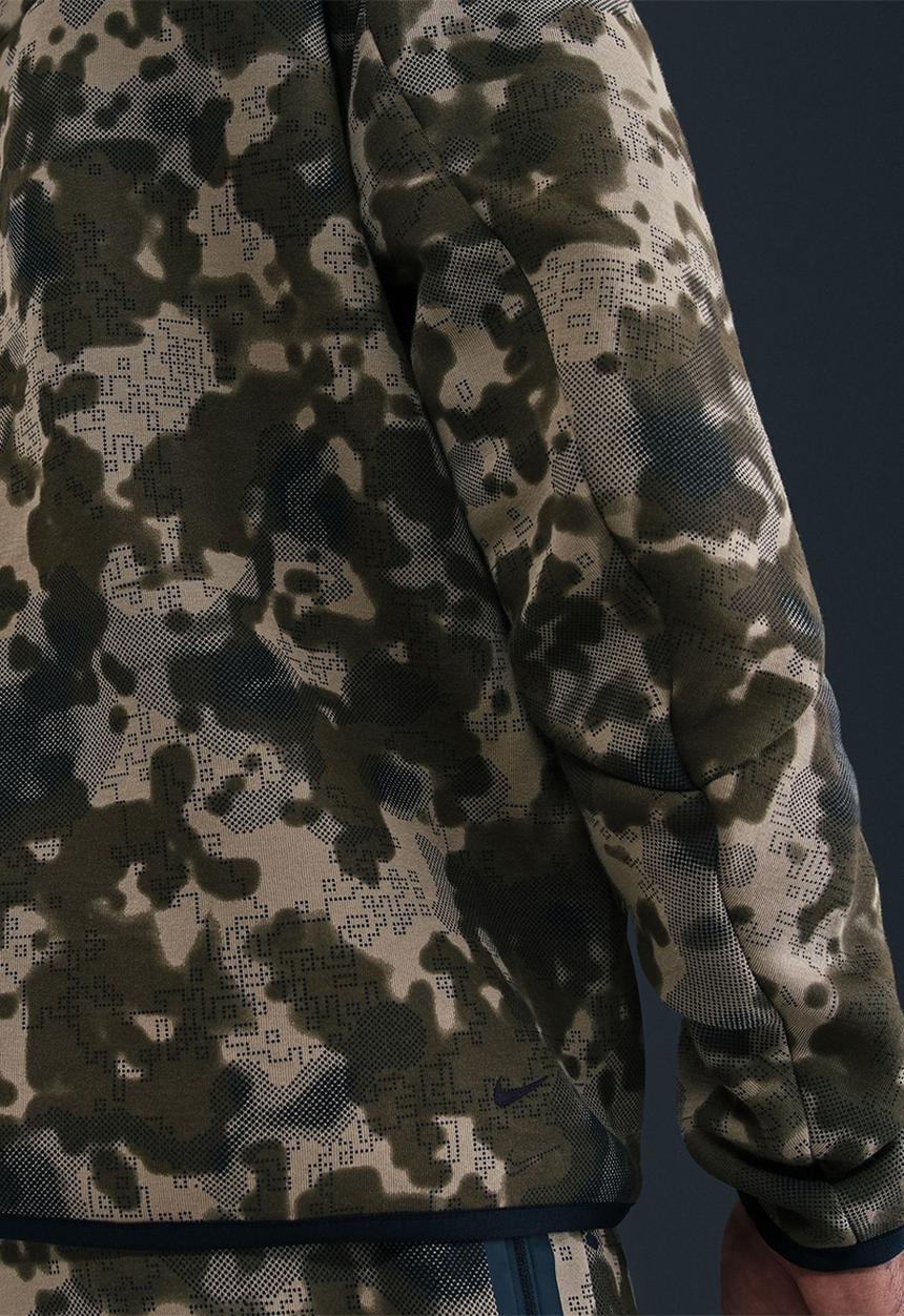 Nike - Tech Fleece Full-Zip Fleece Camo Windrunner Jacket - Neutral Olive/Blk