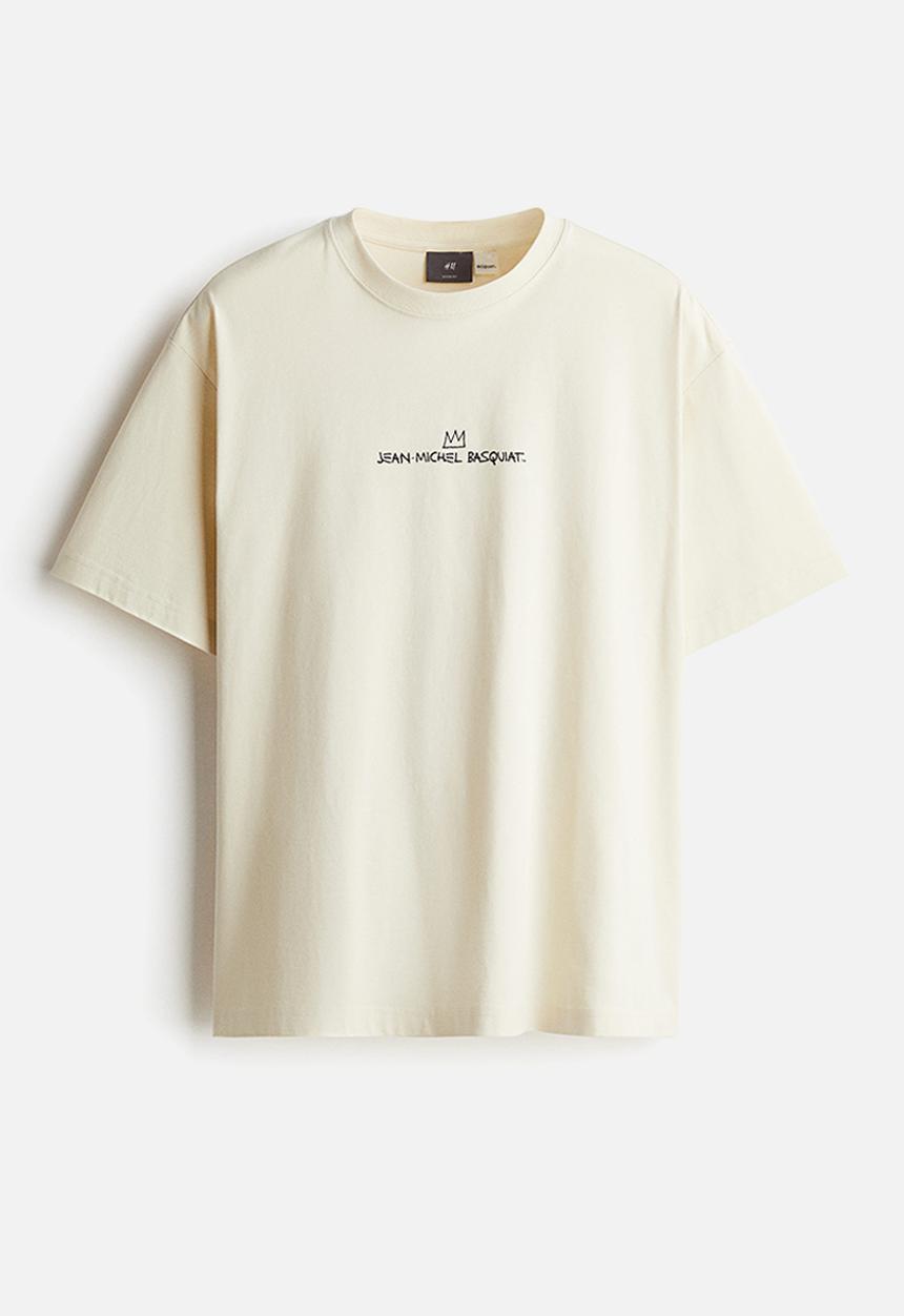 H&M - Loose fit t-shirt - light beige basquiat