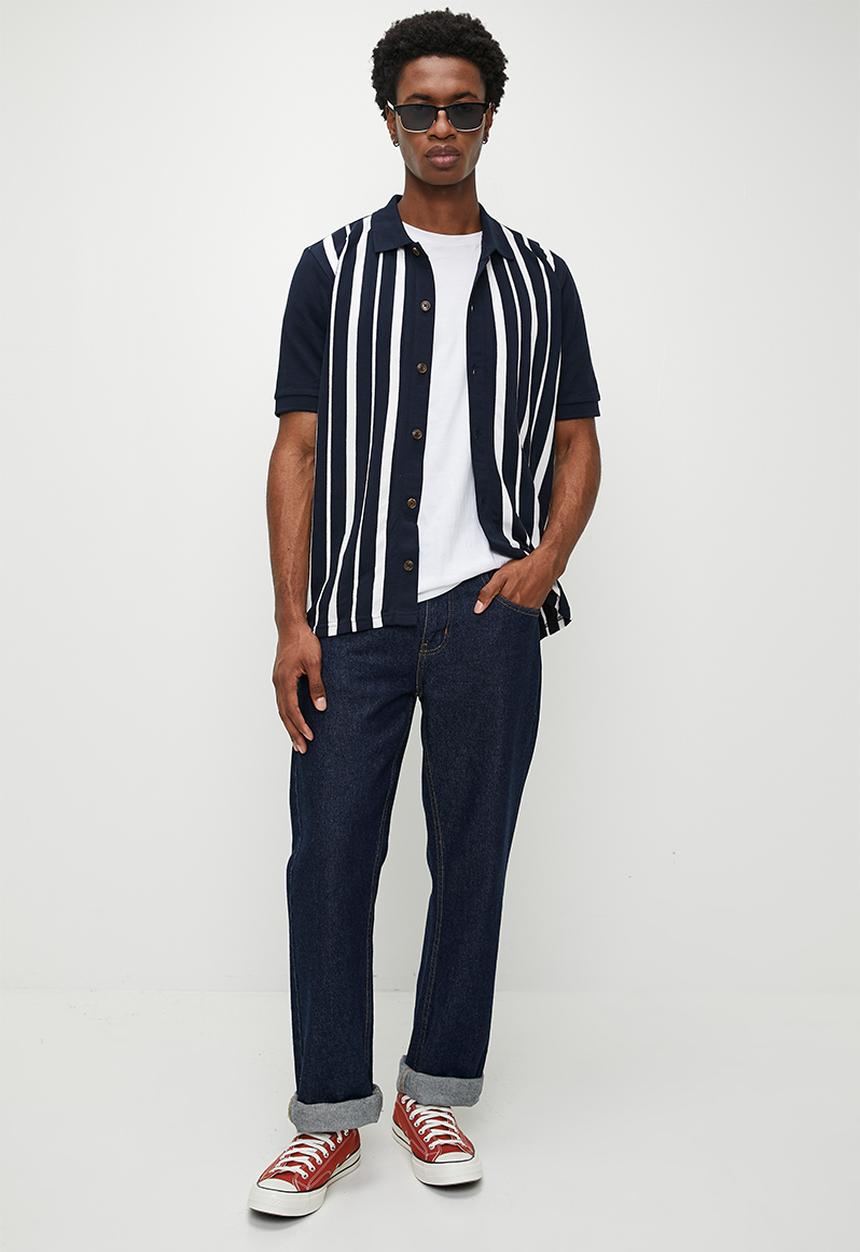 Ben Sherman - Btn Thru Stripe Polo - Dark Navy
