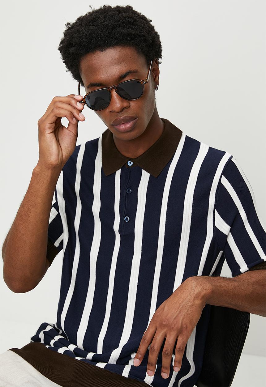 Ben Sherman - Raised Stripe Polo - Dark Navy