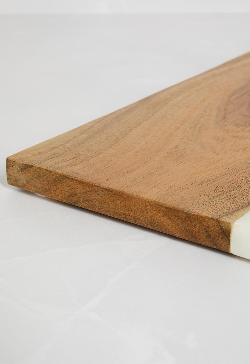 Sixth Floor - Marble & wood platter - White & Natural