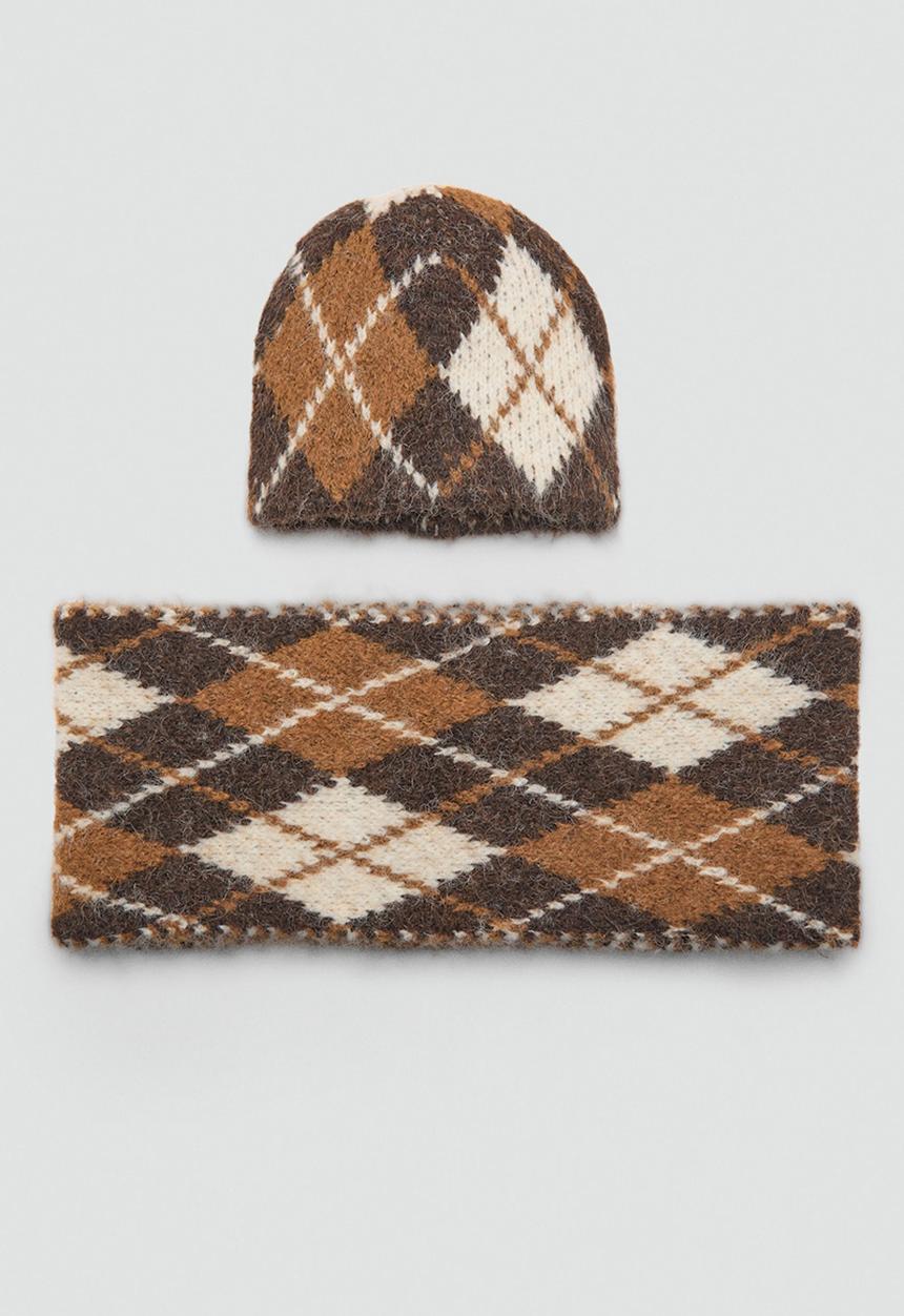 MANGO - Rombos scarf-brown