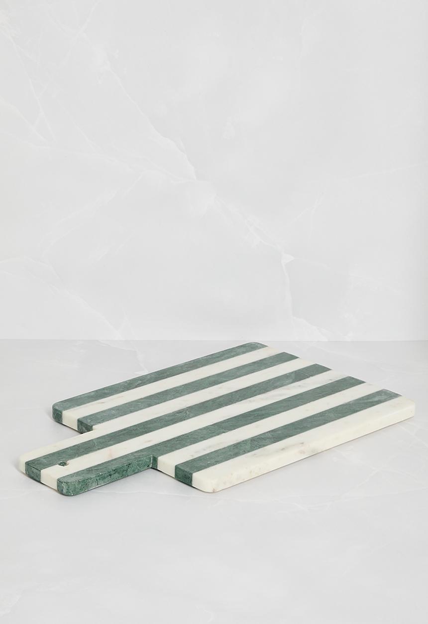 Sixth Floor - Stripe marble chopping board - green & white