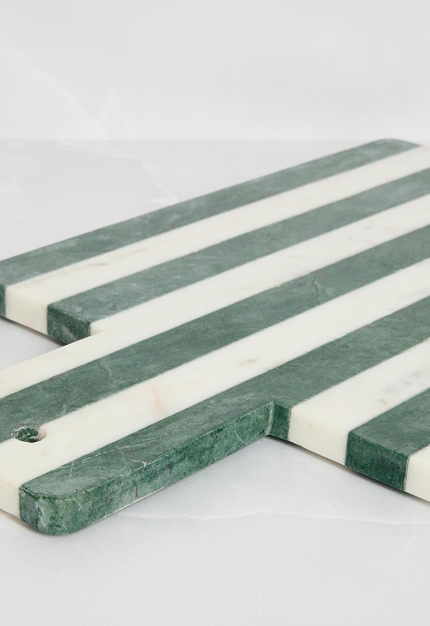 Sixth Floor - Stripe marble chopping board - green & white