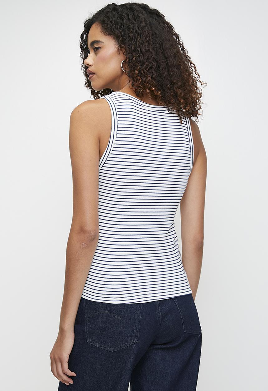 Stripe Vest - Navy/White