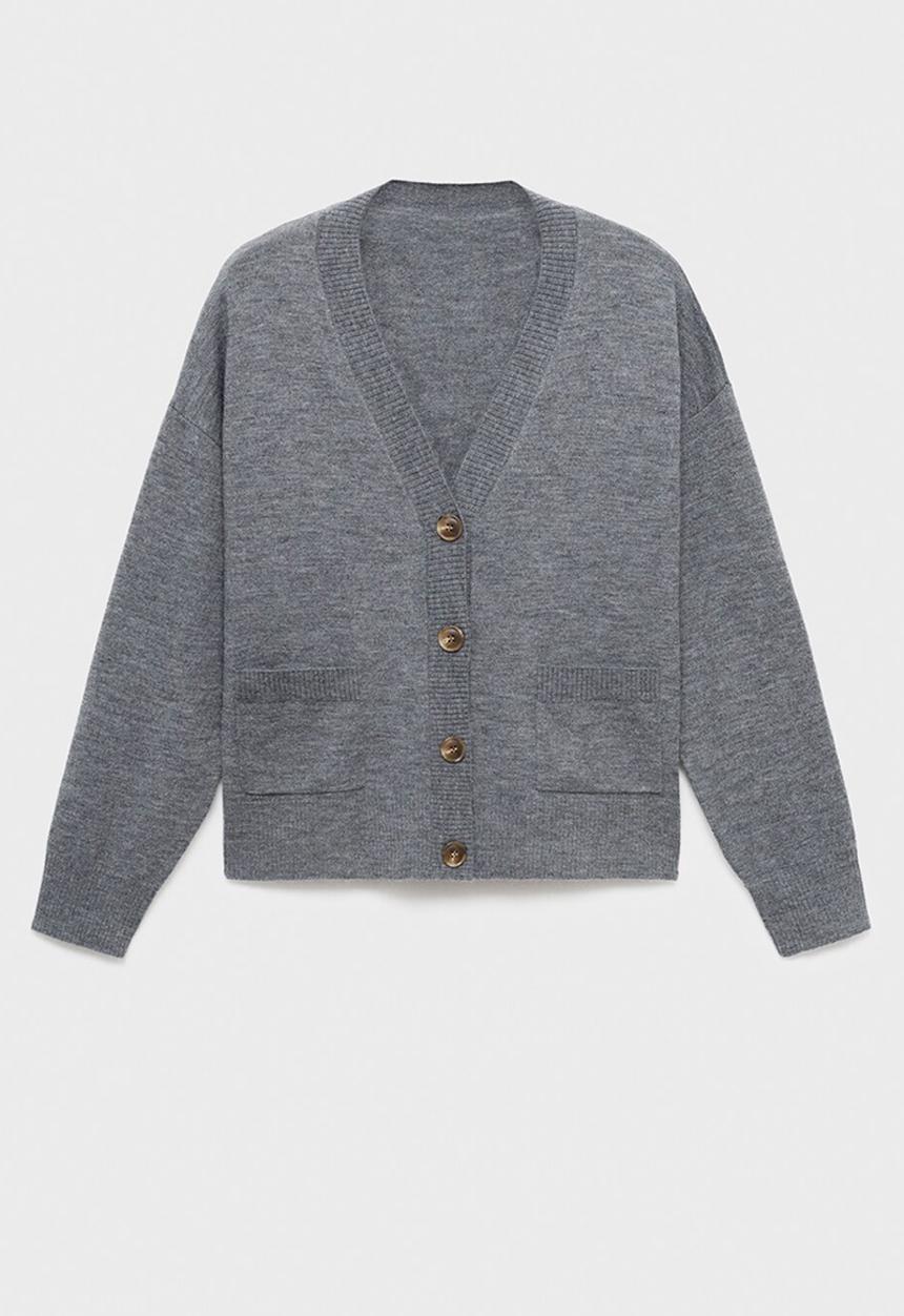 MANGO - Cardigan nekko - medium gray