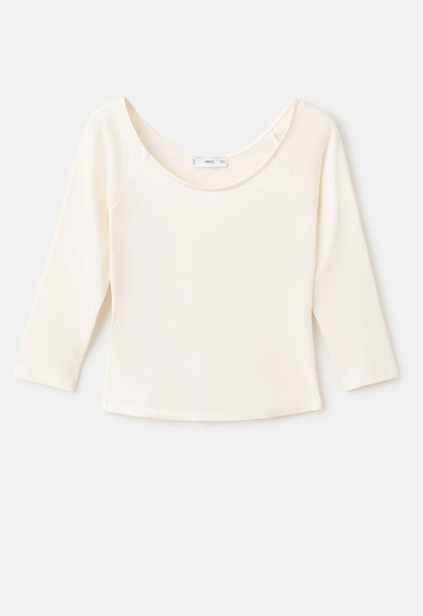 MANGO - T-shirt llopi - light beige
