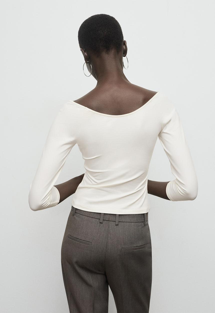 MANGO - T-shirt llopi - light beige