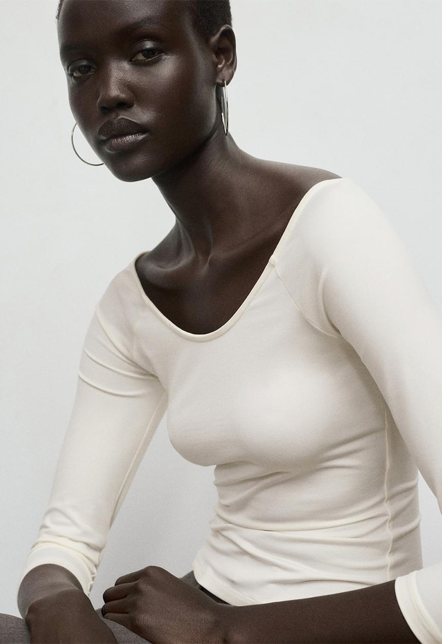 MANGO - T-shirt llopi - light beige