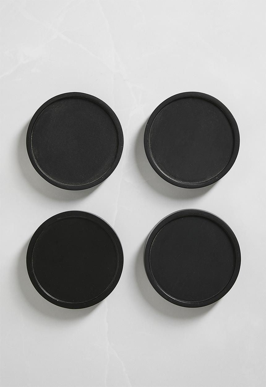Sixth Floor - Round Wooden Coaster Set of 4 - Black