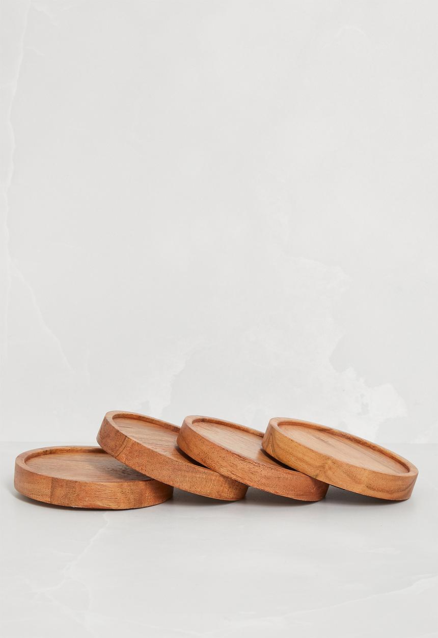 Sixth Floor - Round Wooden Coaster Set of 4 - Natural
