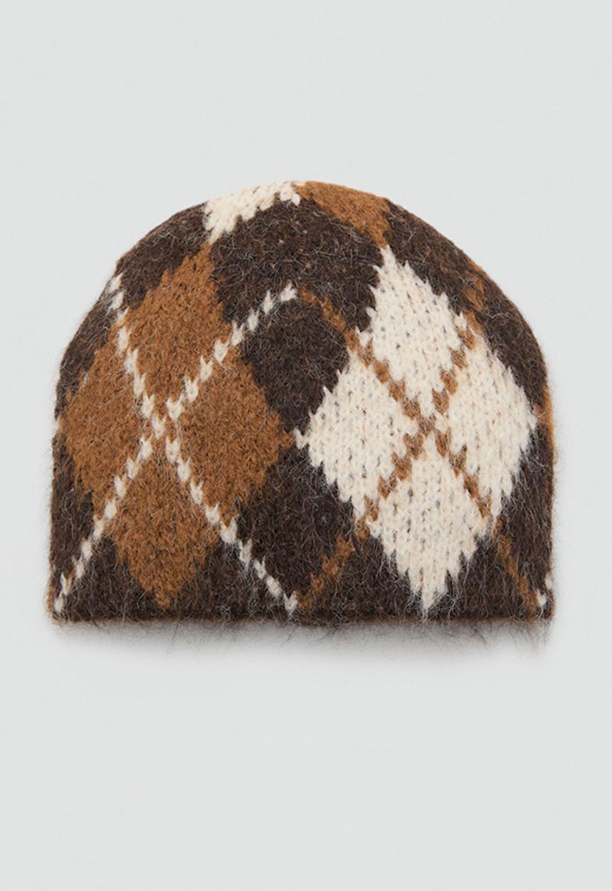 MANGO - Rombos beanie-brown
