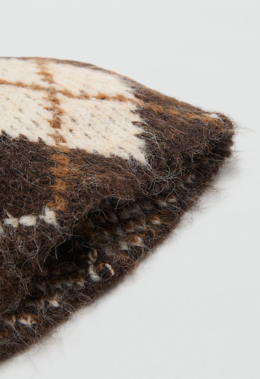 MANGO - Rombos beanie-brown