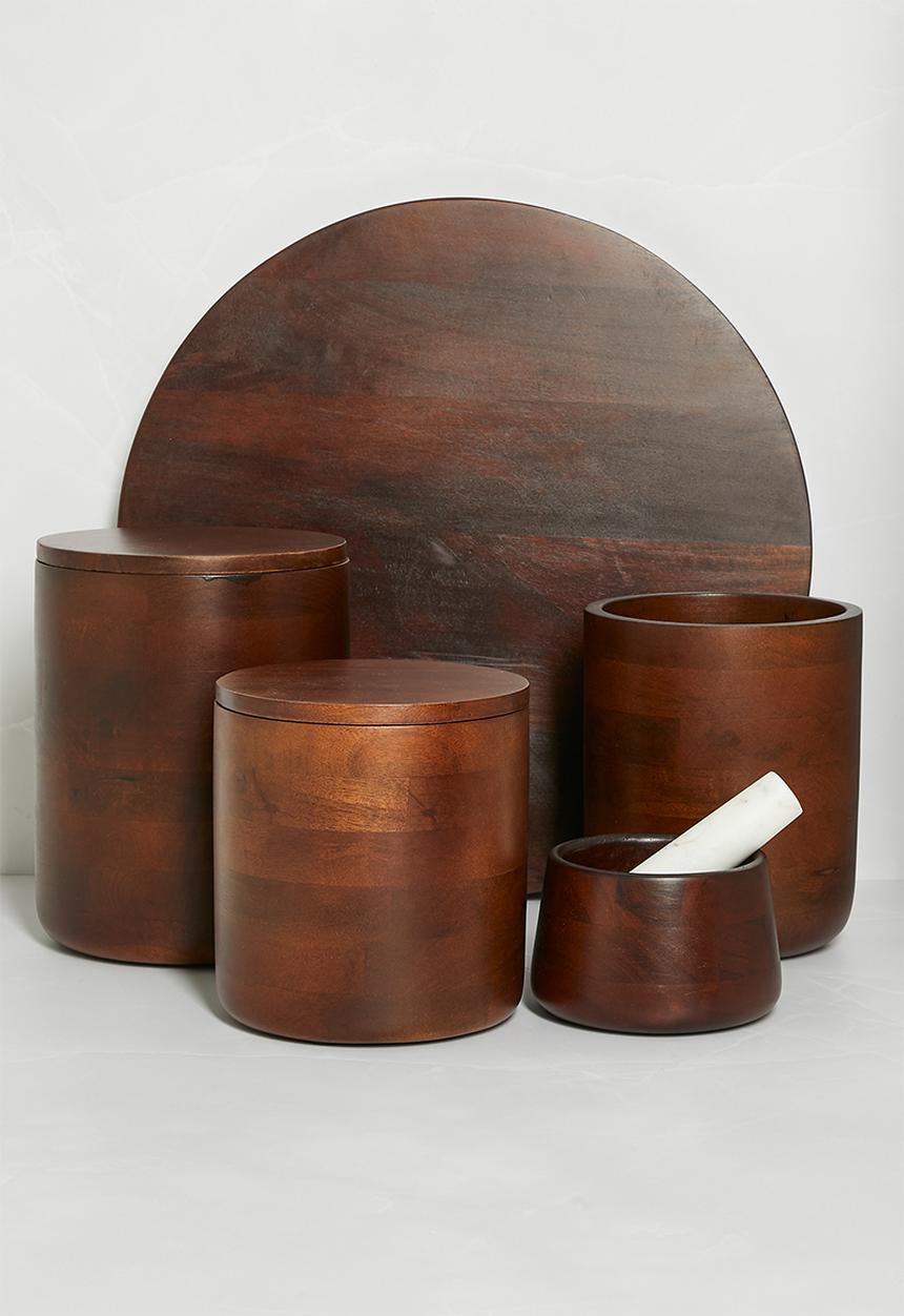 Sixth Floor - Wooden Canister - Dark Brown