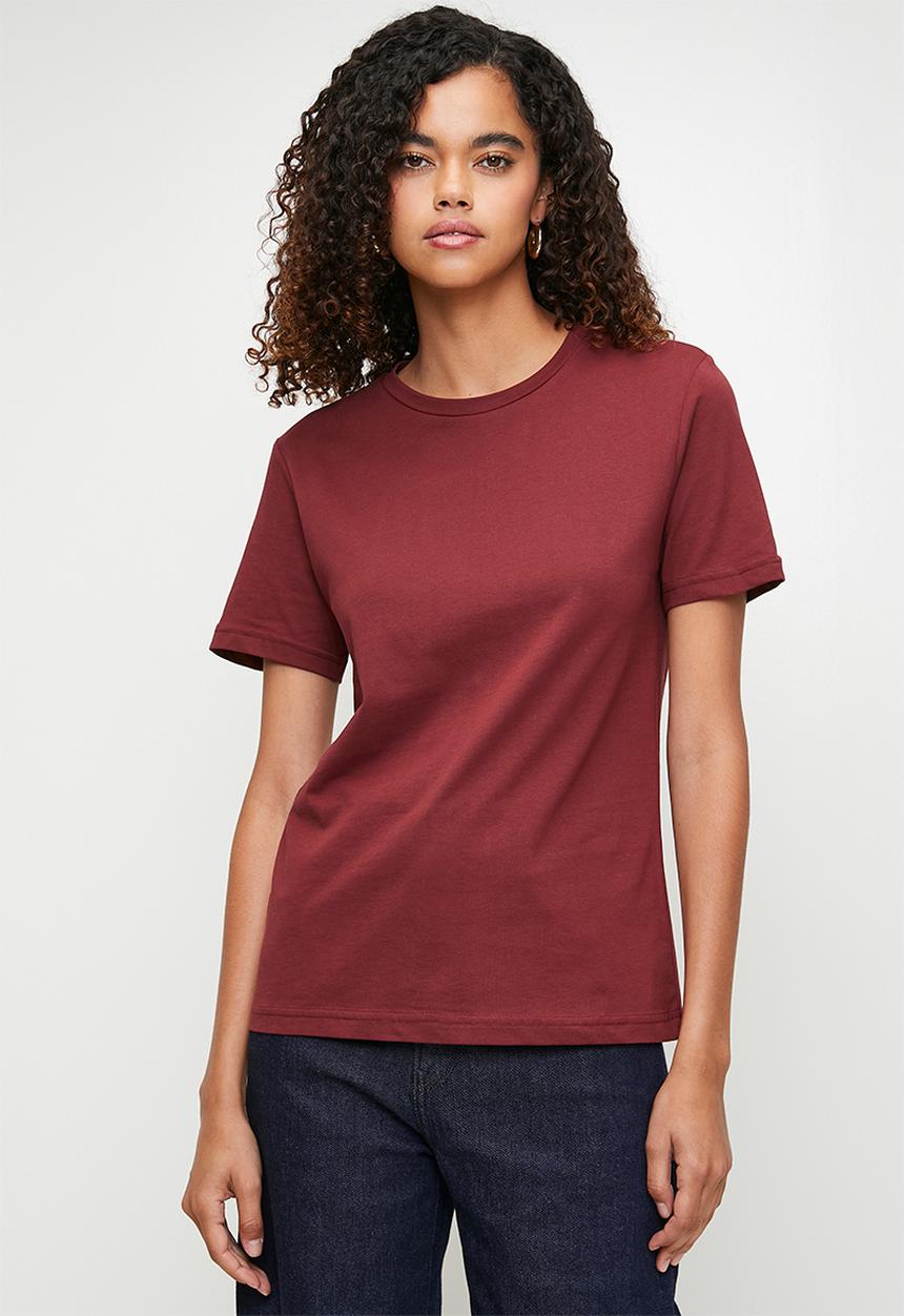 MANGO - T-shirt Chals - Dark Red