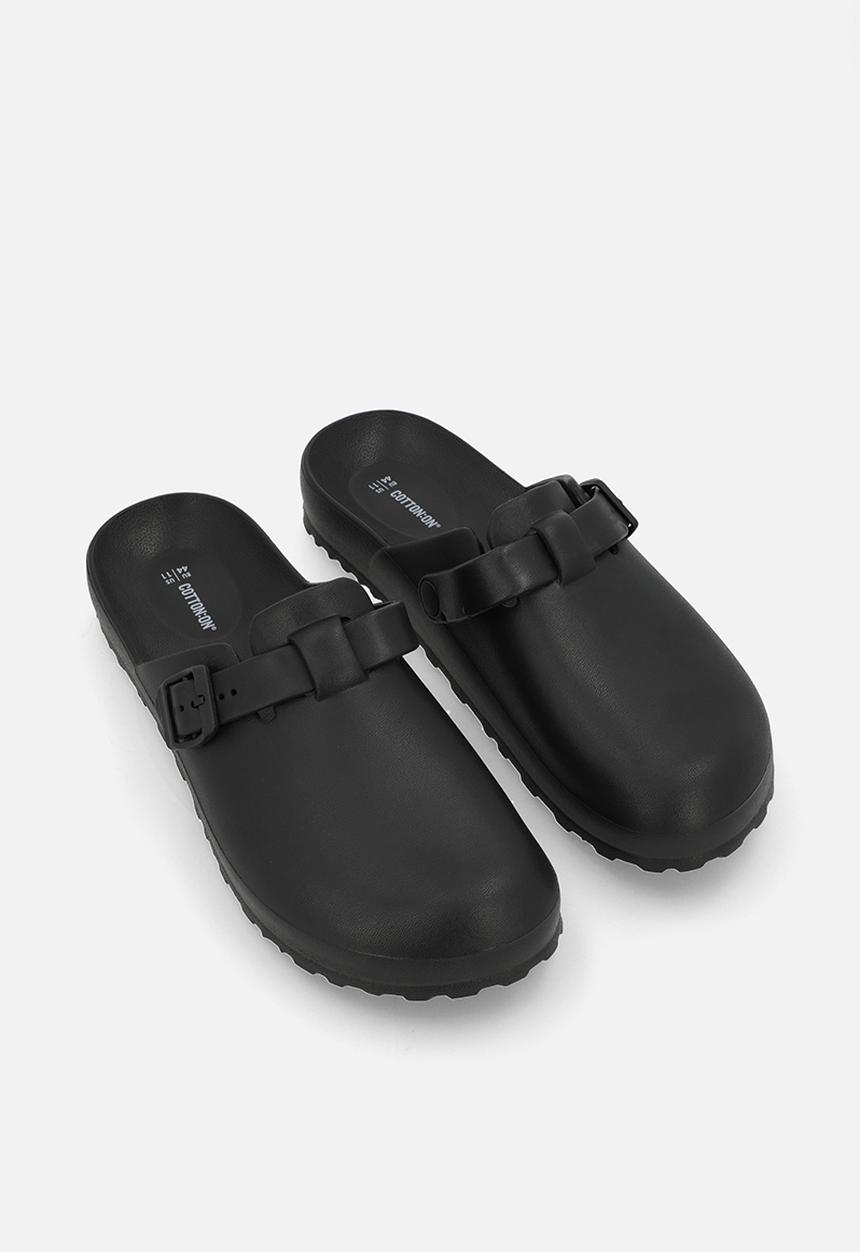 Cotton On - EVA Closed Toe Buckle Slide - Black