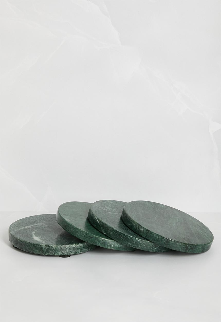 Sixth Floor - Round marble coaster set of 4 - Green