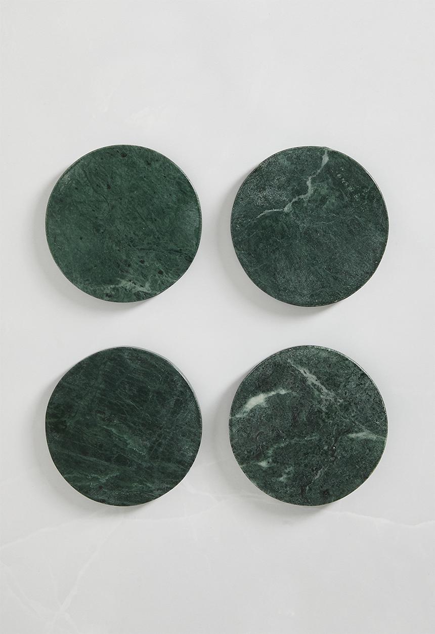 Sixth Floor - Round marble coaster set of 4 - Green